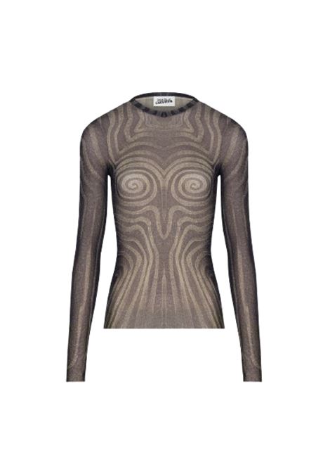 top l/s printed spiral donna nero JEAN PAUL GAULTIER | 25/34-F-TO270-T587000203